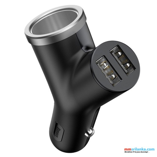 Baseus Y Type Dual USB+Vehicle Lighter Extended Car Charger